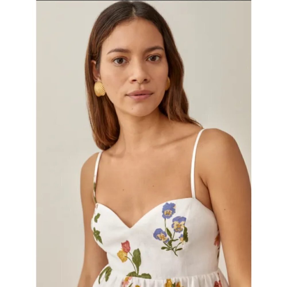 💕REFORMATION💕 Martin Linen Dress ~ Botanical 10 NWT - Picture 5 of 15